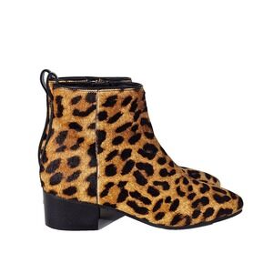 Talbots Classic Leopard Dakota Booties Ankle Boots Genuine Leather Size 7M